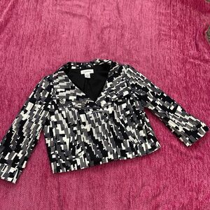 Calvin Klein Blazer Jacket Black Gray White Abstract Size XS